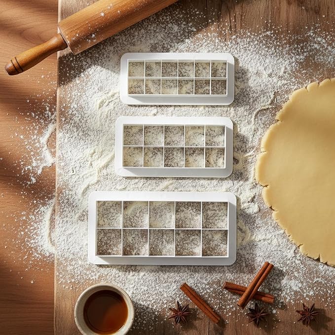 3Pcs White Square Cookie Cutter Set, Geometric Multicutter Square Cake Fondant Cutter, Cookie Cutter Biscuit Cutters Cake Decorating,Baking Tools and Accessories(3 Size）