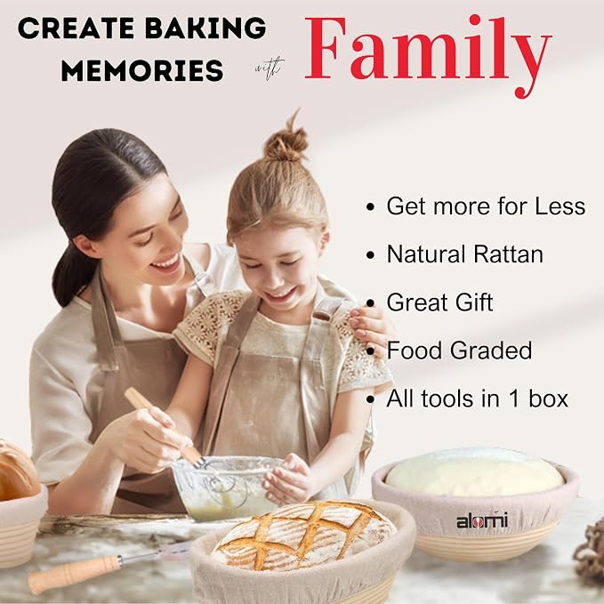 Sourdough Starter Kit for Beginners, Complete Bread Making Kit with Banneton Proofing Baskets, Glass Starter Jar, Scoring Lame & Tools, Easy Homemade Artisan Bread Baking Set