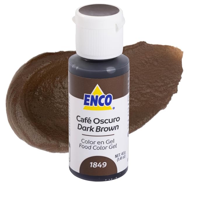 ENCO Food Coloring Gel Dark Brown 1.41 oz (40g) Concentrated, Vegan
