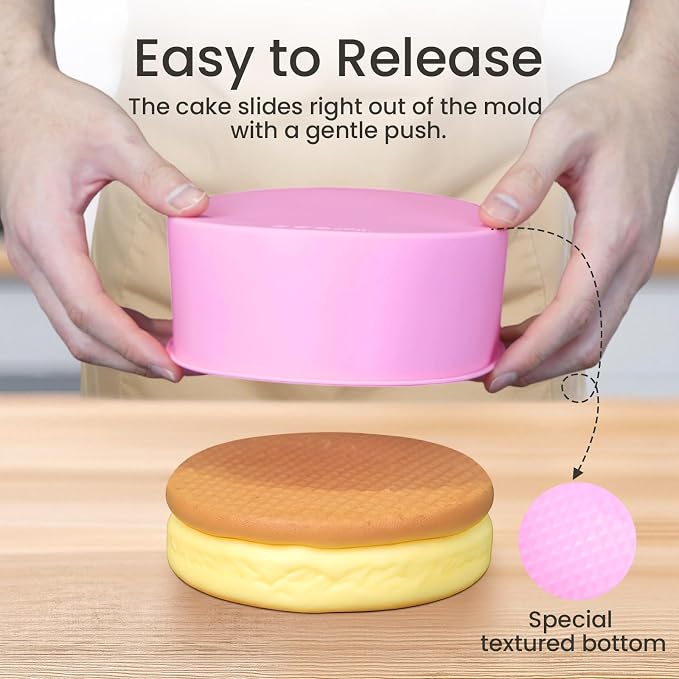 6 Inch Silicone Round Cake Pan, 2 Pcs Silicone Cake Pans, Nonstick Baking Mold BPA Free Dishwasher Safe, Great for Layer Cake, Cheese Cake, Chocolate Cake