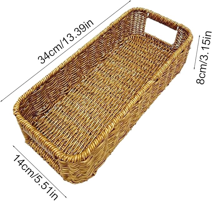 Wicker Storage Basket, Wicker Baskets for Storage for Fruit Vegetables Food Serving, Washable Rattan Basket for Bathroom Living Room Pantry, Woven Baskets for Home Organization and Decoration,Small
