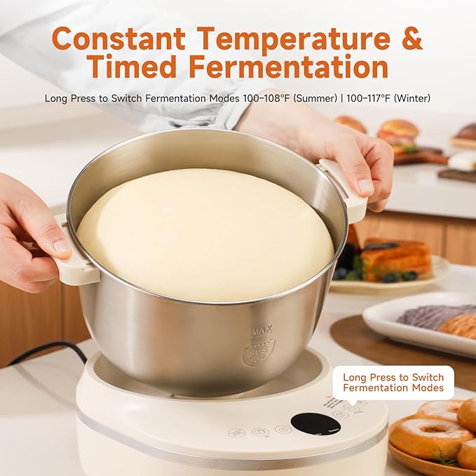 Joydeem Electric Dough Maker with Ferment Function, 5.3Qt Dough Mixer Machine, Perfect for Bread Pizza Roti Dumpling Dough & Sourdough, HMJ-A501