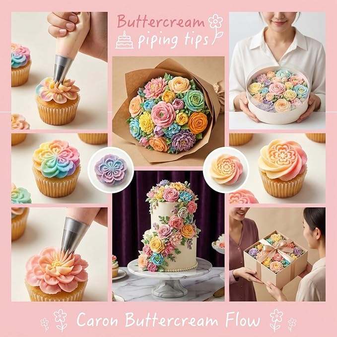 Russian Piping Tips, Stainless Steel Cupcake Flower Shaped Frosting Nozzle