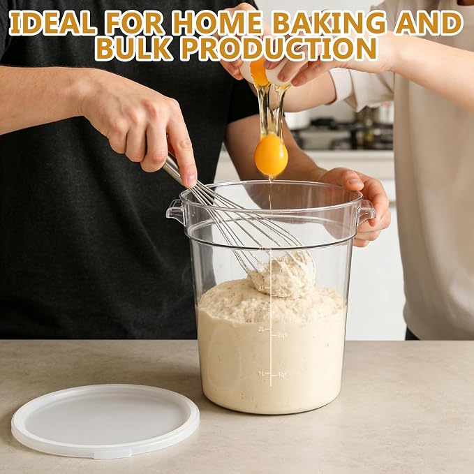 4-Piece Dough Fermentation Buckets with Lids - Dual Sizes (2Qt & 4Qt) Clear Baking Fermentation Tubs, Airtight Dough Proofing Containers for Bread, Pizza, Sourdough & Overnight Cold Ferment