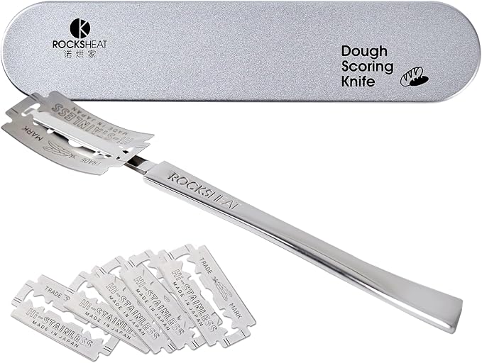 Bread Lame Dough Scoring Tool, Stainless Steel Scoring Knife with 5 Feather Blades, Sourdough Scoring Tool for Bread Baking, Baking Tool for Baking Beginners