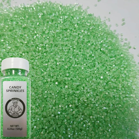 HeDeon&Rles Edible LightGreen Sanding Sugar Crystals for Baking 120g/4.23oz Sparkling Sugar Crystals Cake Cupcake Pancake Ice Cream Top Spring Wedding Christmas Cake Decoration