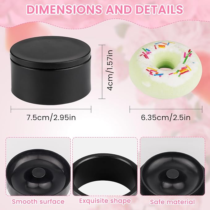 2.5inch Round Soap Shampoo Bar Mold, 3D Plastic Solid Bath Bomb Shower Steamer Press Molds for Making Shampoo Bars, Shower Steamers, Soaps, Bath Bombs, DIY Making Supplies (Doughnut)