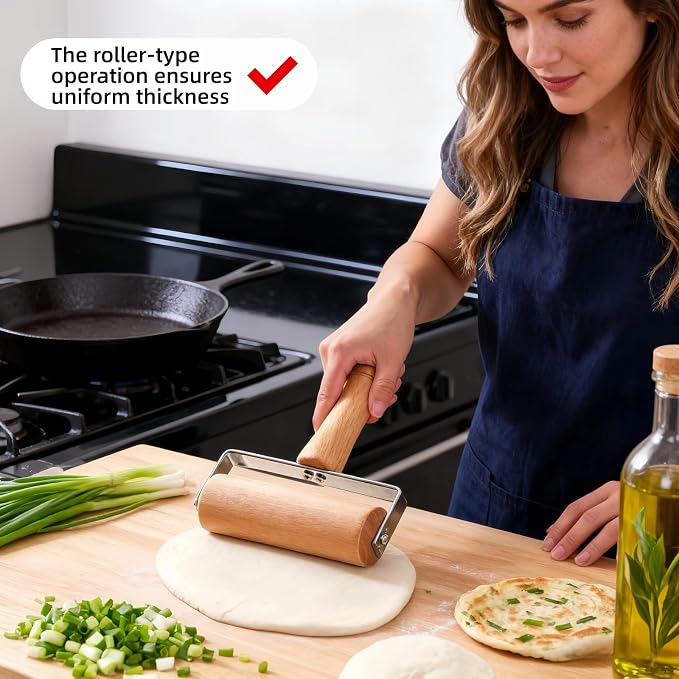 Pizza Rolling Pin, Small Rolling Pin, Non-Stick Wooden Dough Roller for Pizza Cookie Dumpling Ideal Baking Tools