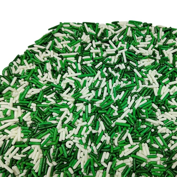 Homankit St Patrick's Day Jimmy Green and White Jimmies Sprinkles Edible Sprinkle Candy Soft Jimmies Toppings for Ice Cream, Cupcake, Cake, Cookie, Dessert Decorating 2.75 Ounces