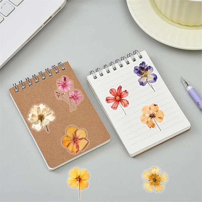 Transparent Flora Stickers,50PCS Vintage Aesthetic Flowers Sticker for Scrapbooks Travel Journal, Vinyl Waterproof for Water Bottles Laptop Phone Scrapbook Supplies DIY Crafts (colourful-B15)