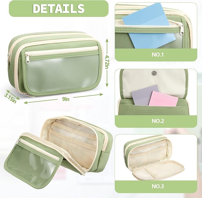 Jutom 39 Pcs Aesthetic Book Annotation Kit Highlighter with Pencil Case Bag Gel Pen Transparent Sticky Note Taking Bible Study College School Supplies (Green,Minimalist Style)