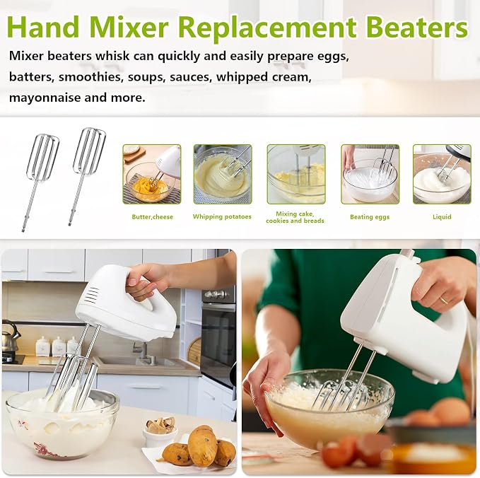 Alocs Hand Mixer Beaters Blender Attachments, Hand Mixer Replacement Beaters for Hamilton Beach Hand Mixers 62682RZ 62692 62695V 64699 Electric Mixer Replace Parts - 2 Pack