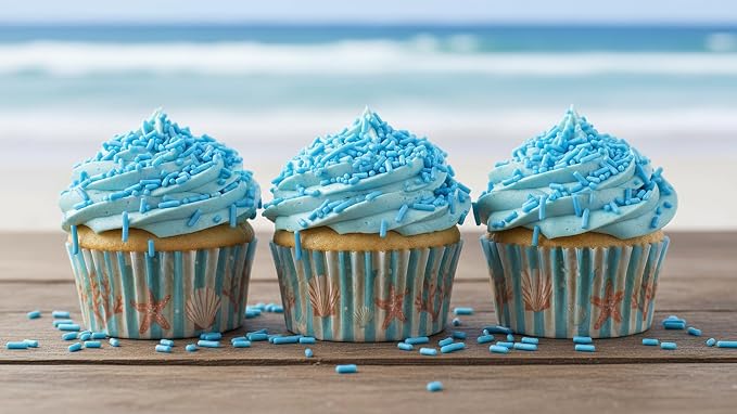 NCS Placid Blue Jimmies Edible Sprinkles – Cupcake, Cake & Cookie Decorations, 7 oz