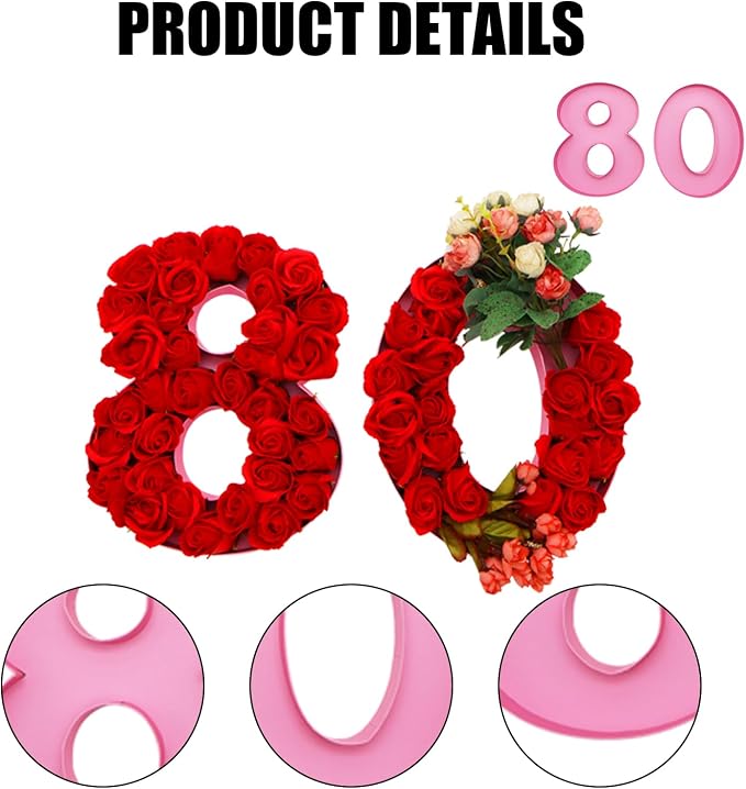 12inch Cardboard Number Fillable Food Tray Box for Charcuterie, Cupcake Arrangement, Birthday Anniversary (Pink, 80)