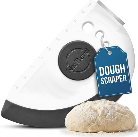 5-in-1 Dough Scraper & Flexible Bowl Scraper by Nextrend, Bread Scraper with Stainless Steel Edge, Ruler & Herb Stripper – BPA Free, Dishwasher Safe - Gray
