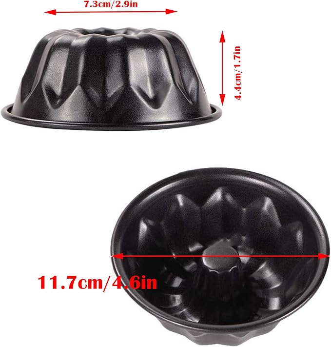 8 Pack Mini Fluted Tube Cake Pan, 4 Inch Nonstick Fluted Tube Cake Pans, Black Carbon Steel Mini Oven Baking Mold Mould for Cupcake, Muffin, Brownie, Pudding, Bavarois, Jello, Flan