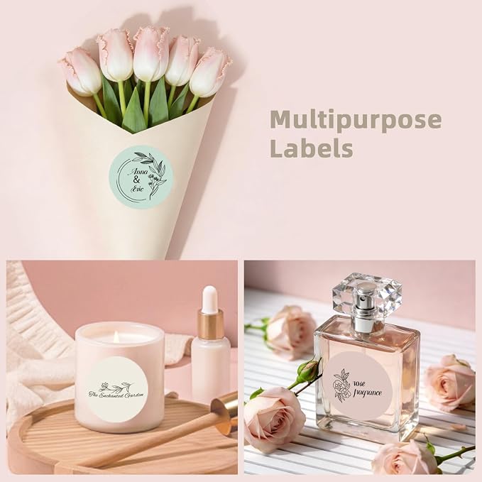 500 Labels/Roll 2" Morandi Round Thermal Labels, Waterproof Circle Blank Thermal Sticker Compatible with Direct Thermal Label Printers for DIY Logo Designs, Thank You, Small Business