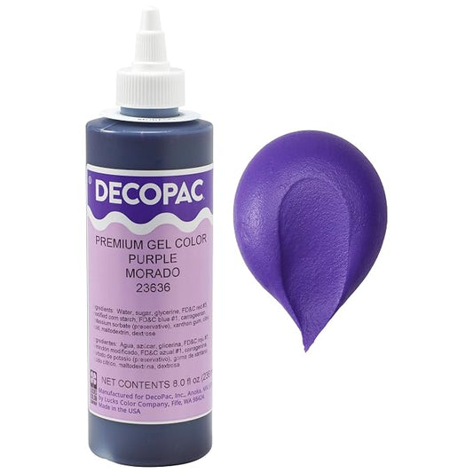 DecoPac Premium Gel Food Coloring | Purple Food Coloring For Baking | 8oz | Color Buttercream, Fondant, Frosting & Piping Gel, Food Safe, Highly Concentrated Gel, 8 oz - Purple