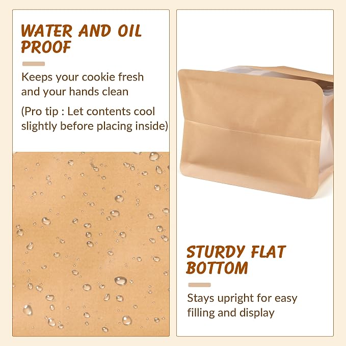 60 Pcs Bread Bags for Homemade Bread, Sourdough Paper With Window, 4.2x8.6x11.3 Inches Ties Tab Lock Large Paper Bakery Packaging Bags for Home Bakers and Bakery Owners