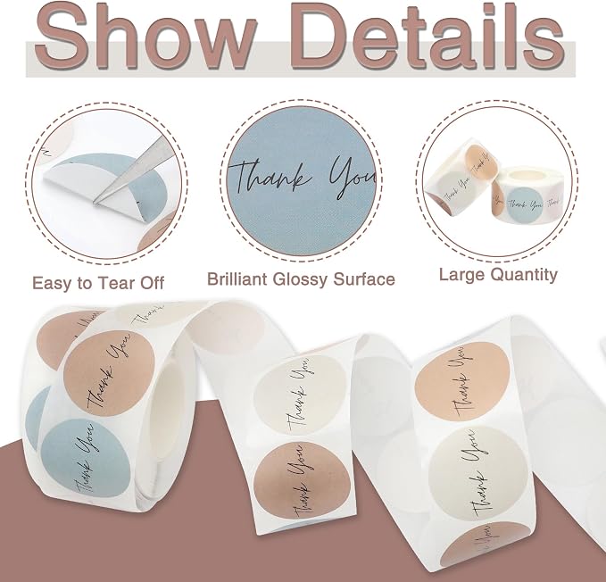 Thank You Stickers Small Business 1000pcs 1'' for Supporting My Small Business Stickers Labels 6 Colors Self-Adhesive Labels for Gift Bags Packaging Round Sticker Tags for Shopping (Morandi)