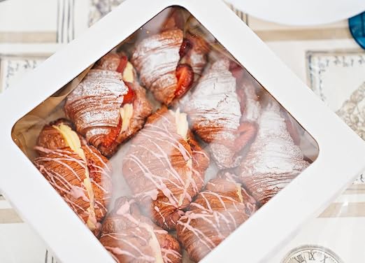 NPLUX 8x8x3 inch Bakery Boxes with Window Chocolate Strawberry Boxes for Pie Cake Cupcake Cookie Macaron Breakable Heart, Paper Charcuterie Box (30 Pack,White)