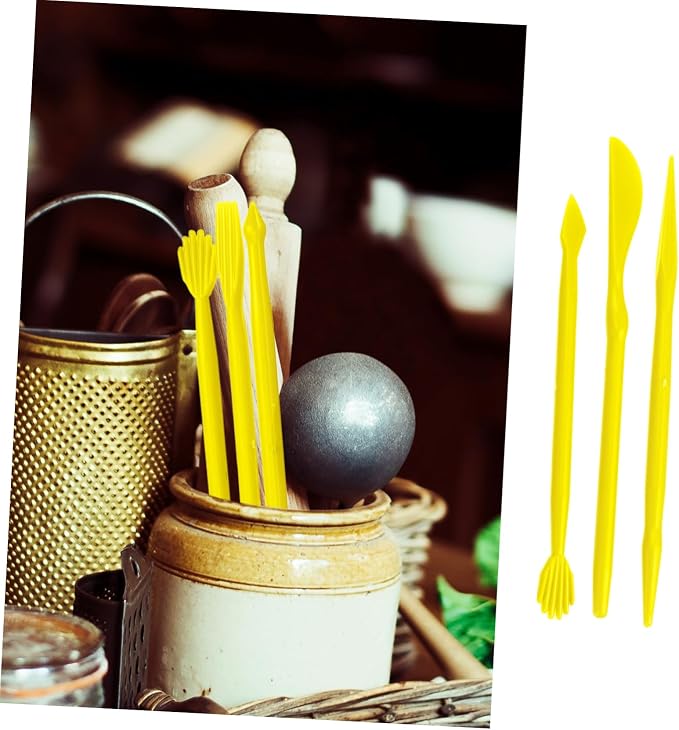 Tofficu 4sets Eco-Friendly Plastic Clay Modeling Tool Sculpting Clay Pens Cutters for Fondant Cake Decorations Baking Carving Kit