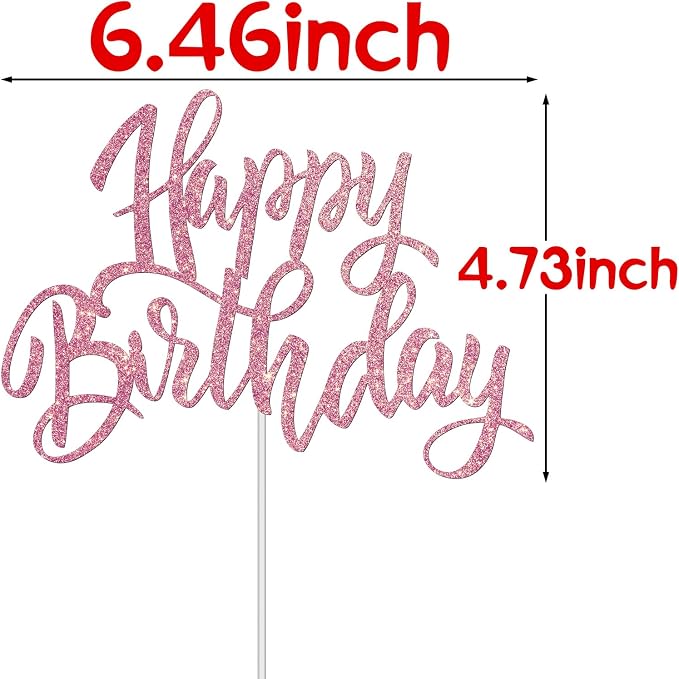 Happy Birthday cake decorations, Birthday party supplies, rose gold glitter letters, cake topper
