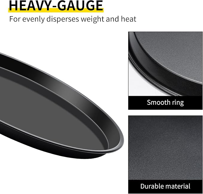 Yomvzake Large Cake Pan, 12 Inch Round Cake Pan Giant Shollow Pan Round Cookie Sheet Black Carbon Steel Tray Pan for Christmas Baking