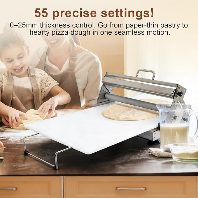 40.9''x15.5" Folding Dough Sheeter with Sheeter Board 0–25 mm Portable Manual Dough Roller Machine Stainless Steel Sheeter Thickness Adjustable for Pizza Dough, Puff Pastry Dough