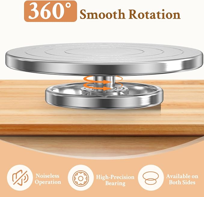 Yncotte Pottery Wheel, 7 Inch Sculpting Wheel Double-Sided Banding Wheel Pottery Turntable Aluminium Alloy Metal Rotating with Ball Bearings for Ceramics Clay Model Making Cake Decor Paint Spraying