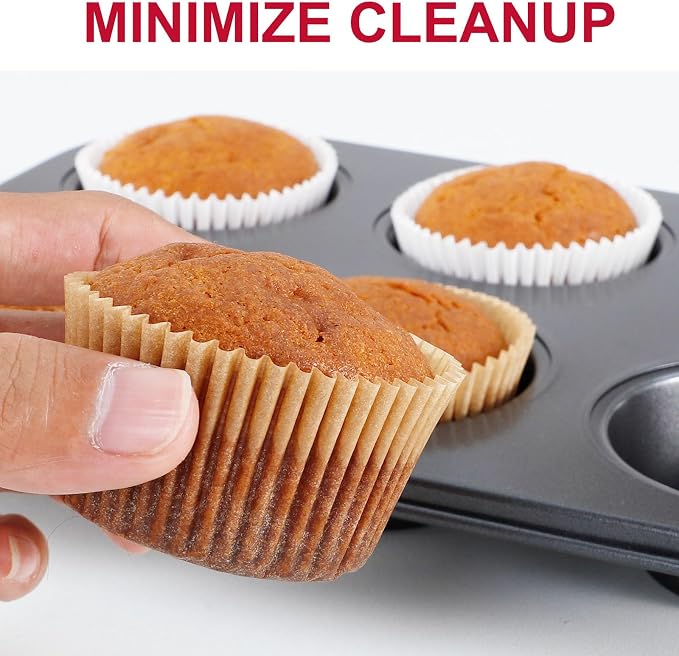 Caperci 300pcs Standard Cupcake Muffin Liners for Baking - Odorless Greaseproof Paper Muffin Baking Cups for Wedding Birthday Party Baby Shower Festivals (Natural)