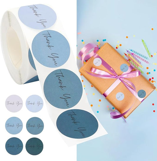 Thank You Stickers Small Business 1000pcs 1'' for Supporting My Small Business Stickers Labels 6 Colors Self-adhesive Labels for Gift Bags Packaging Round Sticker Tags for Shopping (Dusty Blue)