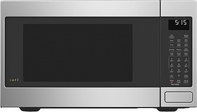 Café Countertop Convection Microwave Oven with Child Lock Technology, Broil, Auto-Cook, Roast, Defrost, Warm, Scan-to-Cook WiFi-Connectivity, 1000W, 1.5 Cu. Ft, Stainless Steel CCWK15C1WSS