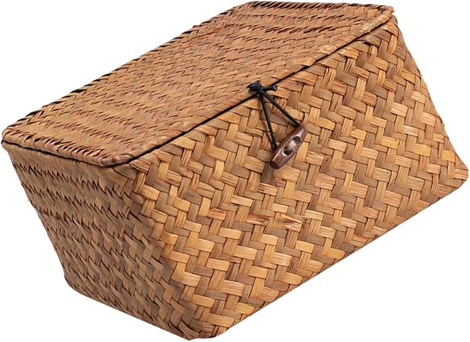 Covered Handcrafted Rattan Storage Basket User Friendly Materials for Neat Organization in Various Rooms User Friendly Organizers