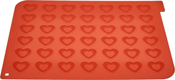 Silikomart 23.043.00.0065 mac03 Mat for Macaroons 42 Brick Shape Heart Red 5.5 x 5.5 x 12