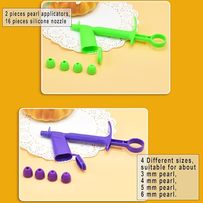 2 Pieces Plastic Pearl Applicator Fondant Cake Decorating Tool Pearl Ball Applicator for Cake Decorating Tools with 4 Sizes/16 Pieces Tip Nozzles