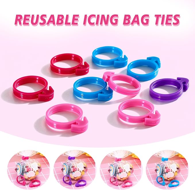 60 Pcs Pastry Bag Ties, Reusable Silicone Icing Bag Ties, Silicone Decoration Piping Bag Ties, Decoration Bag Cake Ties for Cupcakes Cookies Pastry and Pastry Seal