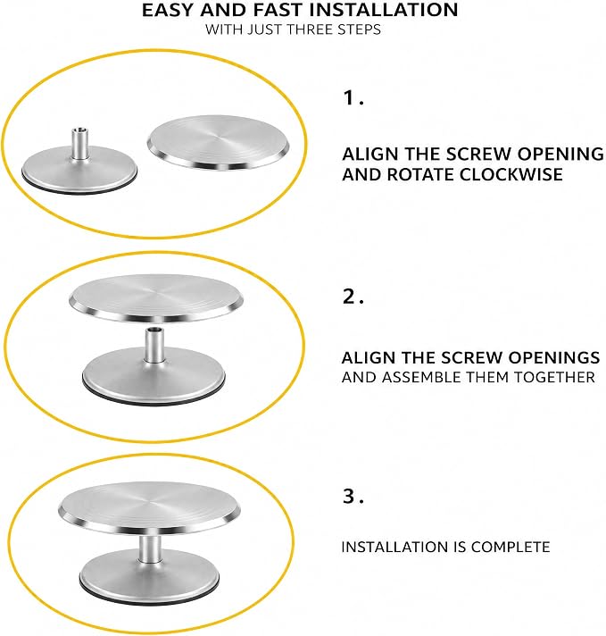 Aluminium 360° Rotating Detachable Cake Turntable – 12 Inch Non-Slip Cake Decorating Stand for Frosting, Icing, DIY Baking, Professional & Home Use