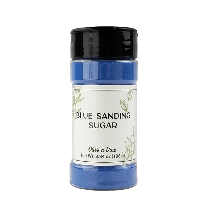 Olive & Vine Blue Sanding Sugar, Sweet Finish, For Baking & Decorating, Rich Tradition, Authentic Taste, For Global Recipes (3.84 Ounce)