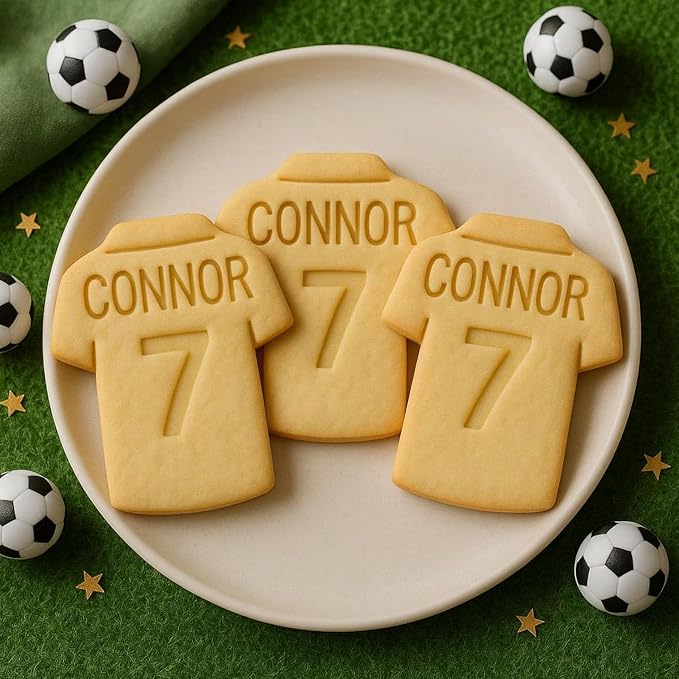 Mostop Custom Soccer Cookie Cutter with Stampers, 3D Love Soccer Cookie Cutter Set, Cake Decoration Tools Birthday Party Supplies Favors