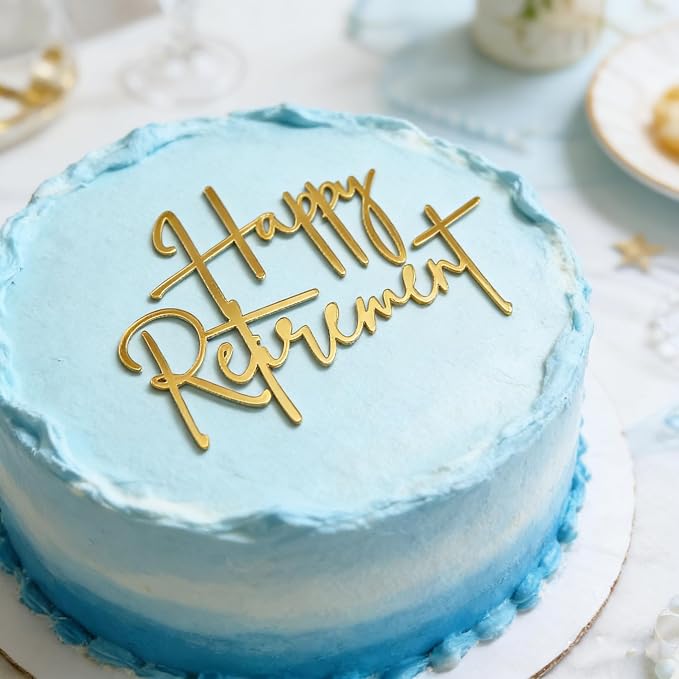 Happy Retirement Cake Topper,Gold acrylic Cake Decoration,No Work Zone For Men Women Retirement Party Supplies Photo Booth Props