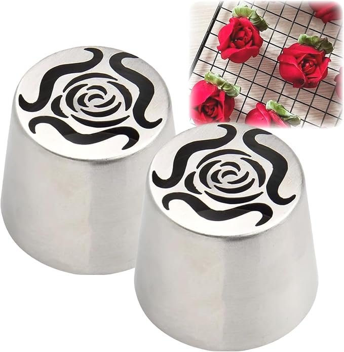 Extra Large Russian Piping Tips, Russian Piping Nozzles PipingTips Set, Tulip PipingTip, Boquillas Rusas Para Reposteria, RussianTips for Cake Decorating (2pcs)