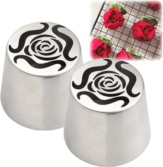 Extra Large Russian Piping Tips, Russian Piping Nozzles PipingTips Set, Tulip PipingTip, Boquillas Rusas Para Reposteria, RussianTips for Cake Decorating (2pcs)