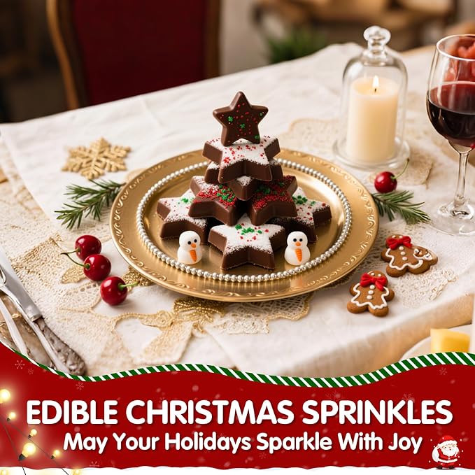 Edible Sanding Sugar Sprinkles,150g,Edible Red Green and White Sprinkle for Cake Decorating,Colored Crystals Sprinkle Mix for Cookies,Donuts,Ice Cream,Fondant Cake,Caramel Apples,Cupcakes Decoration Topper,Desserts,Wedding Birthday Party Supplies