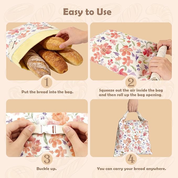 2 Pack Beeswax Bread Bags with Zipper Seal, Large 17''x13'' Reusable Bread Storage Bags with Natural Beeswax Liner, Cotton Cloth Sourdough Bags for Homemade Bread, Baking & Freezer Storage Keep Fresh