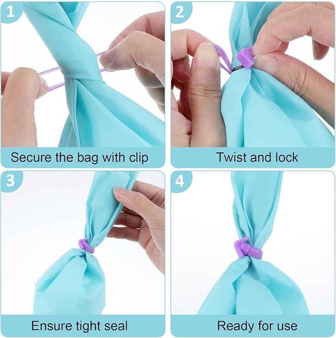 80 Pcs Pastry Bag Ties,Reusable Silicone Icing Bag Ties | Icing Bag Ties for Pastry Decorating, Icing & Baking Supplies,4 Colors