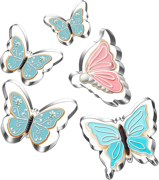 LUBTOSMN Butterfly Cookie Cutter Set-5 Piece-Butterfly Fondant Biscui Cutters