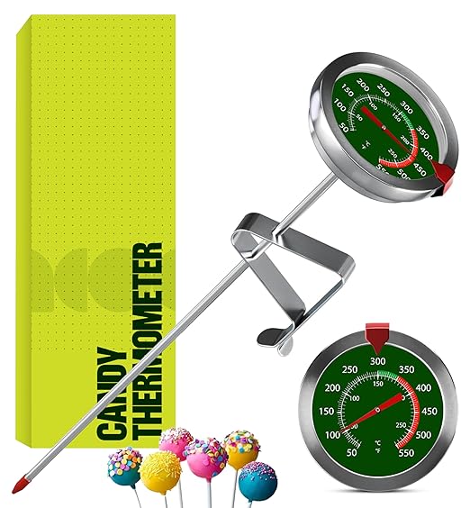 CRAFT911 Candy Thermometer with Pot Clip - Deep Fry Oil Thermometer for Frying and Candle Making (Green)