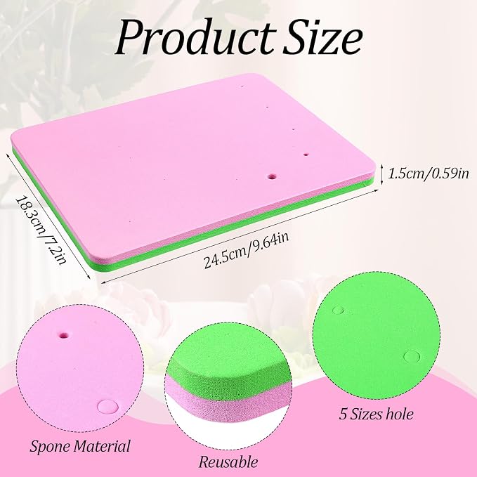 Fondant Foam Pad, Rectangular Fondant Cake Sponge Mat, 5 Holes Foam Shaping Pad Cake Flower Drying Mat for Sugarcraft Decoration