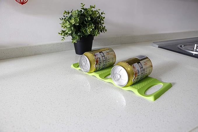 Webake 2 Pack Bottle Stacking Mat, Foldable Silicone Bottle and Can Stacker, Can Holder Rack Space Saver Organizer for Refrigerator, Pantry, Countertop, Cabinet (Green)